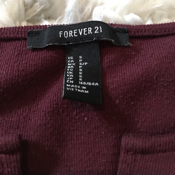 maroon long sleeve cropped shirt - Picture 3 of 3